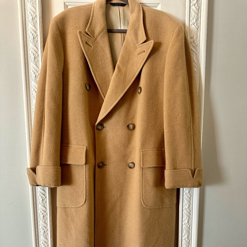Brooks Brothers Men's Peak Lapel Coat, Men's size 40 S, Vintage, 100% Camel Hair